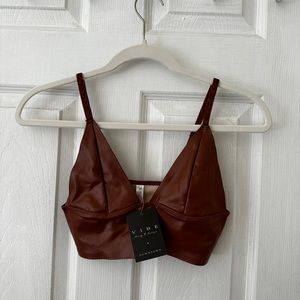 Faux leather crop top bralette